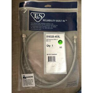 T&S Brass 016325-45XL Flexible Connector Hose, 1/2 NAPS-F x 3/8 NAPS-F x 47-1/4"